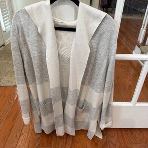 Splendid Long Reversible Stripped Sweater with Hood - XL with Pockets